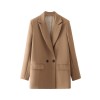 Women's Blazer Jacket Casual Solid Color Double-breasted Pocket Decorative Coat