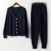 Women Knitted Tracksuit Turtleneck Sweater Suit 2 Piece Set  Sporting Suit 