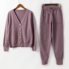 Women Knitted Tracksuit Turtleneck Sweater Suit 2 Piece Set  Sporting Suit 