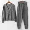 Women Knitted Tracksuit Turtleneck Sweater Suit 2 Piece Set  Sporting Suit 