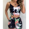 2-piece Outfit Set Sleeveless Print Top Shorts Set Women Party wear