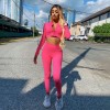 Women 2 Piece Set Long Sleeve Crop Tops Tshirt Leggings Pants Bodycon Sport Fitness Tracksuit