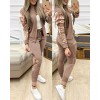 Two Piece Set Outfits Women Tracksuit Zipper Top Pants Casual Sport Suit 2 Piece Set