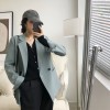 Solid Color Blazer Women Jacket Korean Style Loose V-neck Long Sleeve Cardigan