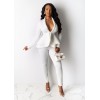 New Women Tracksuit Full Sleeve Ruffles Blazers Pants Two Piece Set Office Lady Outfits 