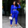 New Women Tracksuit Full Sleeve Ruffles Blazers Pants Two Piece Set Office Lady Outfits 