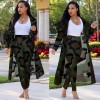 Women Print Long Sleeve Cardigan Pants Long Cardigan Pants 2 Piece Set Suits