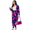 Women Print Long Sleeve Cardigan Pants Long Cardigan Pants 2 Piece Set Suits