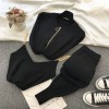 Knitted Women Solid Vest Long Sleeve Zipper Cardigans Elastic Waist Pants 3pcs Sets Tracksuits 