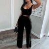 Women Star Print Crop Short Tank Top & Long Pants Set Two Piece Set O-neck Crop Tank 