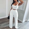 Women Star Print Crop Short Tank Top & Long Pants Set Two Piece Set O-neck Crop Tank 