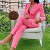 Women Set Long Sleeve Blazer Pants Suit Office Tracksuit Two Piece Set Fitness Outfits