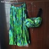 Bohemian 2pcs Set Women Floral Printed Short Strapless Tops High Waist Long Skirt 