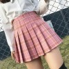 Plaid Women Skirt High Waist Stitching Pleated Skirts Cute Girls Mini Skirt