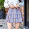 Plaid Women Skirt High Waist Stitching Pleated Skirts Cute Girls Mini Skirt