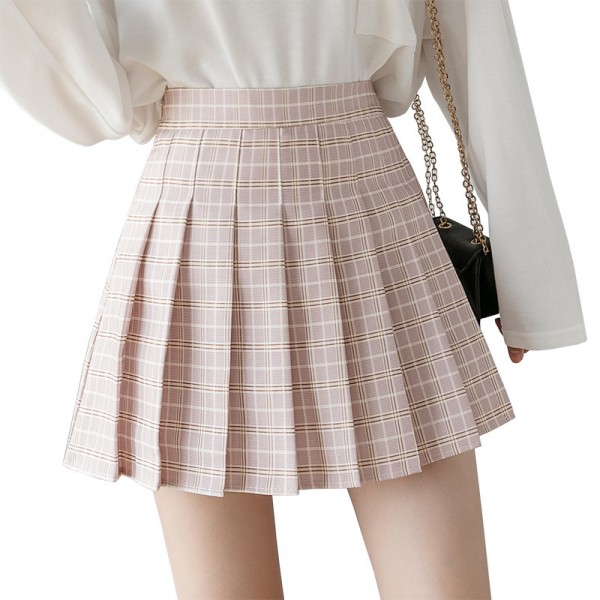 Women Skirts New Korean High Waist Plaid Mini Skirt School Girls Cute Pleated Skirt 