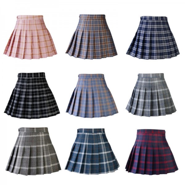 Women Pleat Skirt Preppy Style Plaid Skirts Mini Cute Uniforms Jupe Kawaii Skirt Saia Faldas