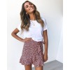 Multi Dot Print Short Mini Skirts Women Ruffle High Waist Bow Tie Skirt Streetwear 