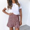 Multi Dot Print Short Mini Skirts Women Ruffle High Waist Bow Tie Skirt Streetwear 