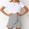 Multi Dot Print Short Mini Skirts Women Ruffle High Waist Bow Tie Skirt Streetwear 