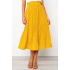 Dots Floral Print Pleated Midi Skirt Women Elastic High Waist Side Pockets Skirts 