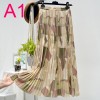 Womens New Vintage Print Chiffon Pleated Skirt Elastic High Waist Skirt Women Clothes 