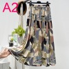 Womens New Vintage Print Chiffon Pleated Skirt Elastic High Waist Skirt Women Clothes 