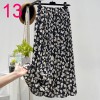 Womens New Vintage Print Chiffon Pleated Skirt Elastic High Waist Skirt Women Clothes 