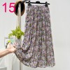 Womens New Vintage Print Chiffon Pleated Skirt Elastic High Waist Skirt Women Clothes 