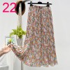 Womens New Vintage Print Chiffon Pleated Skirt Elastic High Waist Skirt Women Clothes 