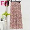 Womens New Vintage Print Chiffon Pleated Skirt Elastic High Waist Skirt Women Clothes 