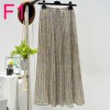 Womens New Vintage Print Chiffon Pleated Skirt Elastic High Waist Skirt Women Clothes 