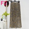 Womens New Vintage Print Chiffon Pleated Skirt Elastic High Waist Skirt Women Clothes 