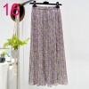 Womens New Vintage Print Chiffon Pleated Skirt Elastic High Waist Skirt Women Clothes 