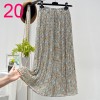 Womens New Vintage Print Chiffon Pleated Skirt Elastic High Waist Skirt Women Clothes 