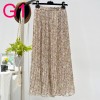 Womens New Vintage Print Chiffon Pleated Skirt Elastic High Waist Skirt Women Clothes 