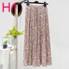 Womens New Vintage Print Chiffon Pleated Skirt Elastic High Waist Skirt Women Clothes 