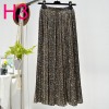 Womens New Vintage Print Chiffon Pleated Skirt Elastic High Waist Skirt Women Clothes 