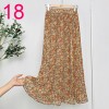 Womens New Vintage Print Chiffon Pleated Skirt Elastic High Waist Skirt Women Clothes 