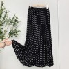 Womens New Vintage Print Chiffon Pleated Skirt Elastic High Waist Skirt Women Clothes 