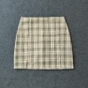 Summer Plaid Pencil Skirts Womens High Waist Mini Skirts Lining Shorts 