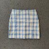 Summer Plaid Pencil Skirts Womens High Waist Mini Skirts Lining Shorts 