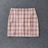 Summer Plaid Pencil Skirts Womens High Waist Mini Skirts Lining Shorts 