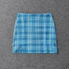 Summer Plaid Pencil Skirts Womens High Waist Mini Skirts Lining Shorts 