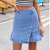 Woman Trendy Retro Washed Irregular Denim Skirt High Waist Denim Skirts Elastic Bodycon jeans