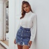 Woman Trendy Retro Washed Irregular Denim Skirt High Waist Denim Skirts Elastic Bodycon jeans
