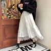 Long Tulle Midi Skirts Womens  Elastic High Waist Mesh Tutu Pleated Skirts Long Skirt 