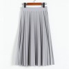 New Women's High Waist Pleated Solid Color Half Length Elastic Skirt 