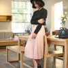 New Women's High Waist Pleated Solid Color Half Length Elastic Skirt 