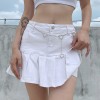 Y2K Denim Mini Pleated Skirt Women Ruffles High Waist Jeans Skirts 